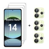 6in1 Full Glue Glass For Xiaomi Redmi Note 14 Tempered Glass Redmi Note 14 Screen Protector Camera Lens Film Redmi Note 14