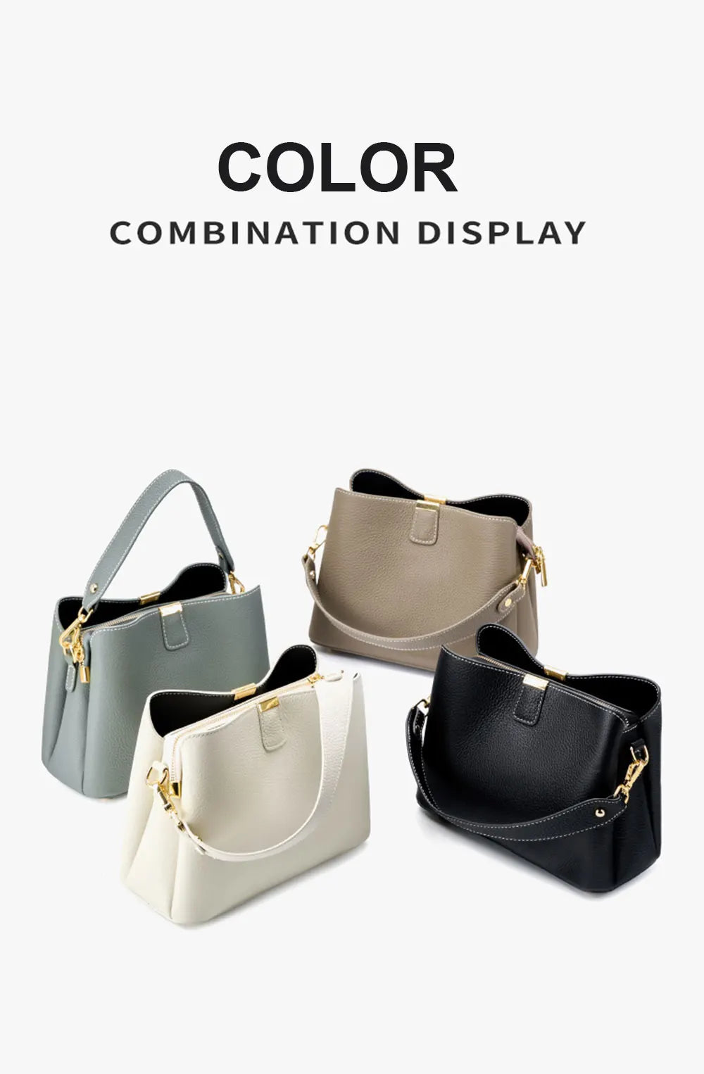 100% Genuine Leather Women's Bucket Bag Luxury Designer Versatile Shoulder Bag Women Commuter Crossbody Bags Female Handbag