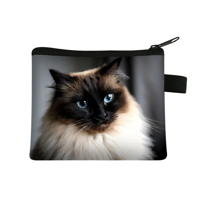 Coin Purse New Animal Cat Children's Wallet Student Portable Card Coin Key Storage Bag Polyester Hand Bag Mini Bag