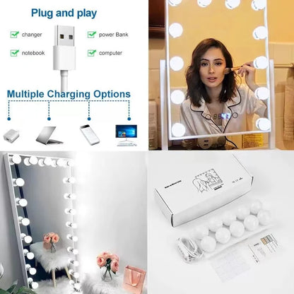 LED Light Paste Mirror Makeup Light Bulbs, Makeup Mirror Vanity Led 5v 2A Light Bulbs, Led Lamp USB Cosmetic Lighted Table,10pcs