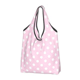 Custom Recycling Classic Black And White Polka Dot Shopping Bag Women Tote Bag Portable Grocery Shopper Bags