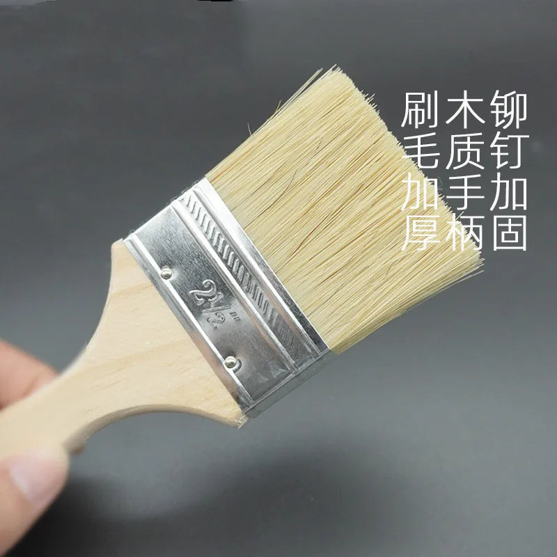 BBQ Brush Pig Hair Paint Brush Wooden Handle 1/2/3/4 Inch Soft Hair Painting Brushes for Wall and Furniture Paint Tool Set