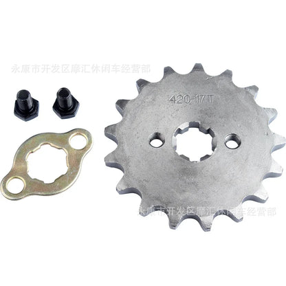 Roda dentada do motor dianteiro para Pit Dirt Bike, Acessórios de substituição, 420, 10, 12, 13, 14, 15, 16, 17, 18, 19 Dente, 17mm, 70cc, 110cc, 125cc