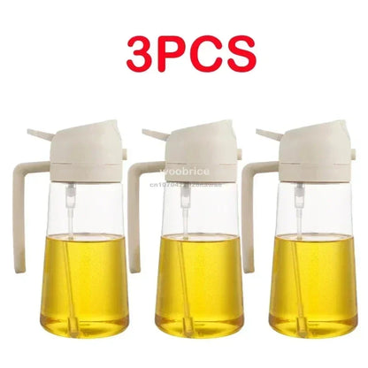 2 in1 Oil Spray Bottle Plastic Kitchen Barbecue Cooking Olive Oil Dispenser Oil Jar Baking Vinegar Soy Sauce Spray Container