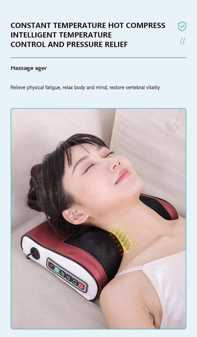 Almohada masajeadora eléctrica para cuello 2024, multifuncional, para la salud del cuello y la relajación.