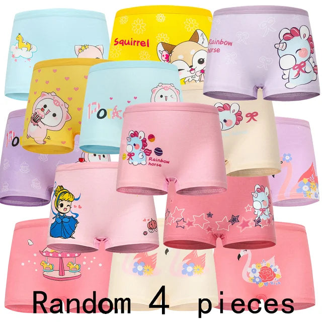 4 peças/lote design crianças meninas calcinha de algodão macio bonito dos desenhos animados unicórnio criança roupa interior para meninas crianças boxer respirável