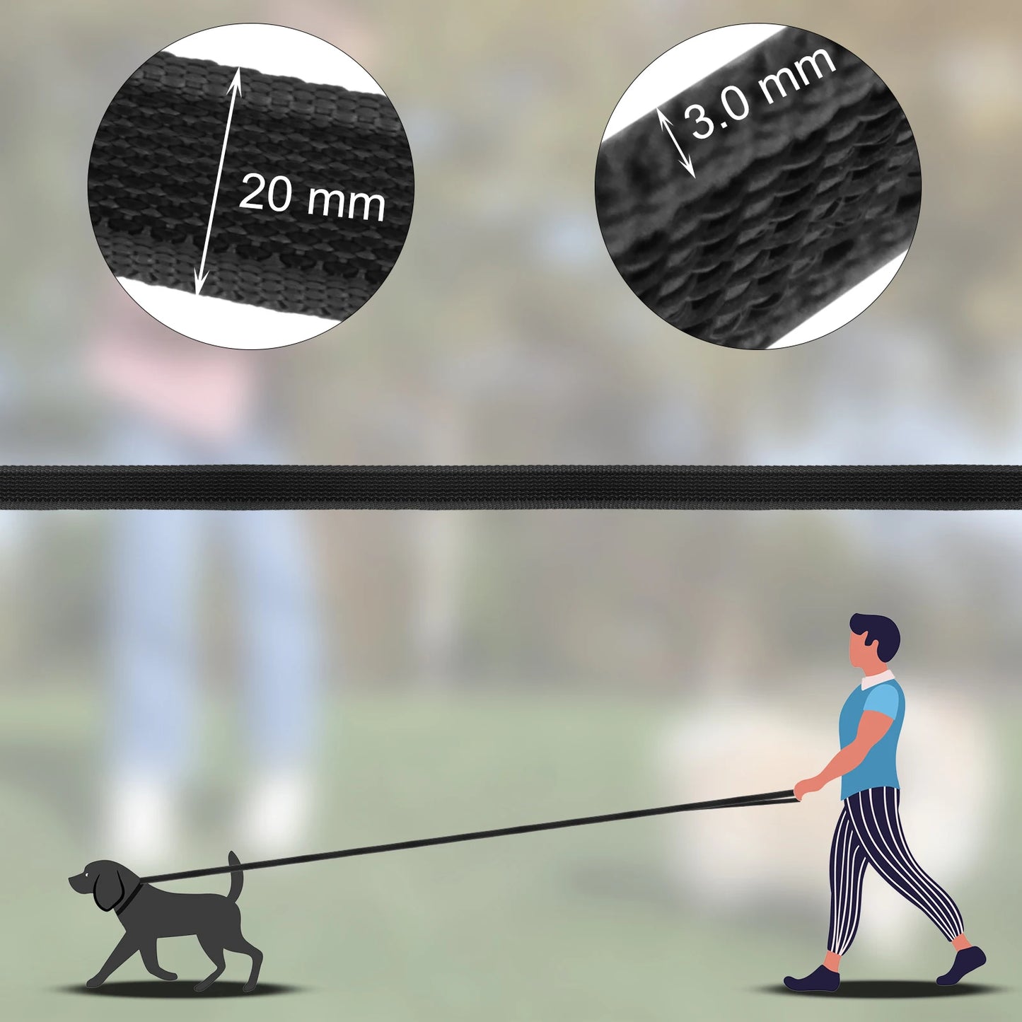 Correa para perros de látex, seda, mediana y pequeña, larga, de 1,5 m, 5 m, 3 m y 15 m, fácil y práctica para entrenamiento, correa para perros grande de dos colores, 10 metros.