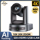 4K/1080P SDI NDI PTZ Camera 10X/20X Optical Zoom, HDMI/USB/POE | IP Live Streaming Camera for Church/Meeting/Broadcast (Youtube)