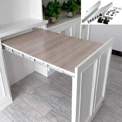 Correderas plegables para mesa de comedor, gabinetes, rieles deslizantes de aluminio, cocina, telescópicos, planos, de empuje, accesorios ocultos para mesa
