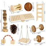 Hamster Toys Set Rabbit Mouse Natural Small Animal Wood Guinea Pig Toys Teeth Cleaning Molar Grinding Caring Chewing Toy