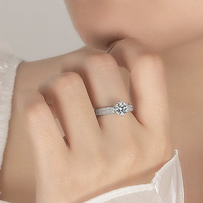 PERFANY 0.5-2CT Moissanite Ring for Women S925 Pure Silver Laboratory GRA Certified Diamond Wedding Luxury Jewelry