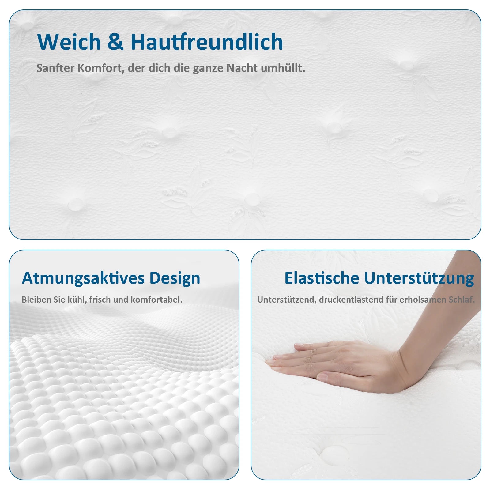 Pocket spring core mattress 180 × 200 × 25cm H3 - 7 zones with diatom foam & orthopedic support