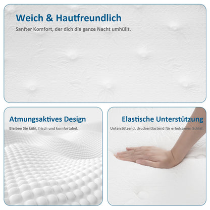 Pocket spring core mattress 180 × 200 × 25cm H3 - 7 zones with diatom foam & orthopedic support