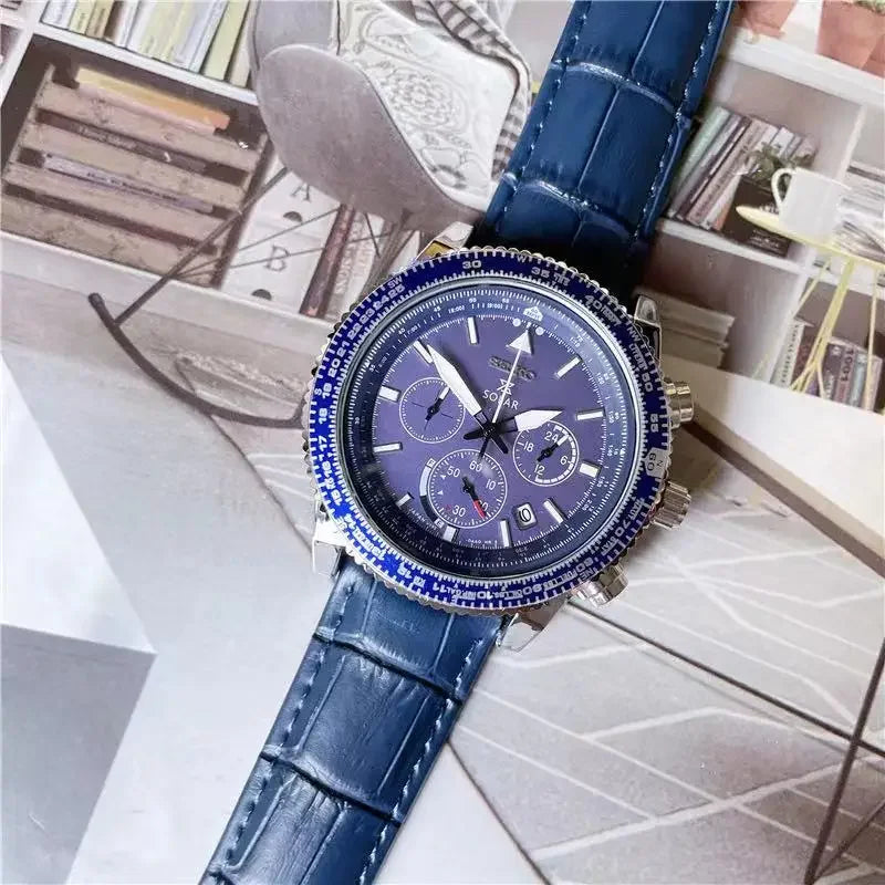 2024 Seiko Chronograph Luxury Multifunctional Stainless Steel Non-Mechanical Quartz Belt Men's Sport Watch with Gift Box