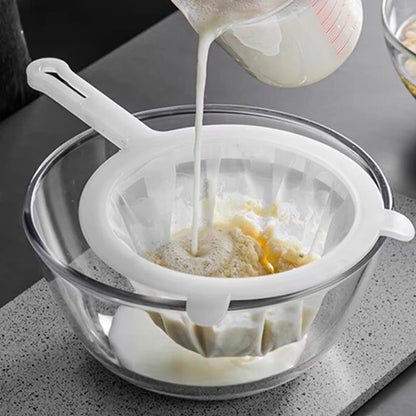 Filtro de cocina de malla 200, colador de malla fina, colador de nailon, cuchara de plástico para leche de soja, jugo, yogur, colador de alimentos, utensilios de cocina