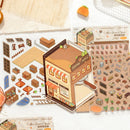 Mr. Paper 6Pcs/bag miniature store series folding scenic stickers visual stacking stickers stationery for DIY Journal, Scrapbook