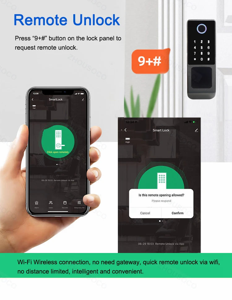 Tuya WIFI Double Side Fingerprint Lock Waterproof Outdoor Gate Passcode Rfid Card Keyless Smart Door Lock