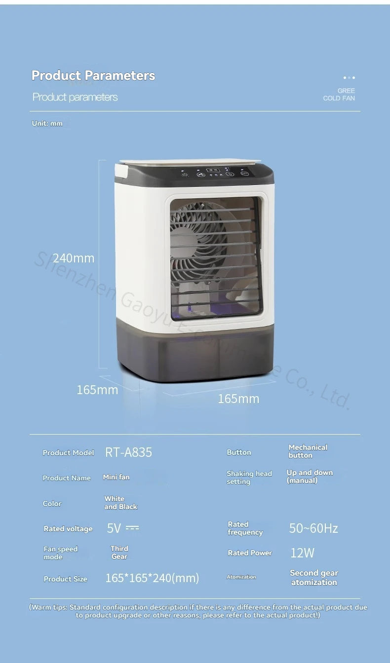 New Household Air-conditioning Fan, Mini Electric Fan in Dormitory, Small Air-conditioning Office, Small Movable Air Cooler