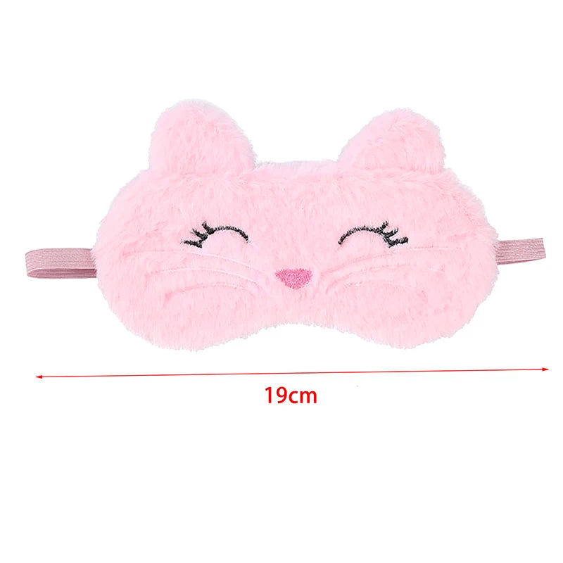 1Pc Cute Cartoon Cat Plush Sleeping Eye Mask Comfortable Sleep Mask Sleep Aid Traveing Home Shading Light Eye Cover Eyeshade