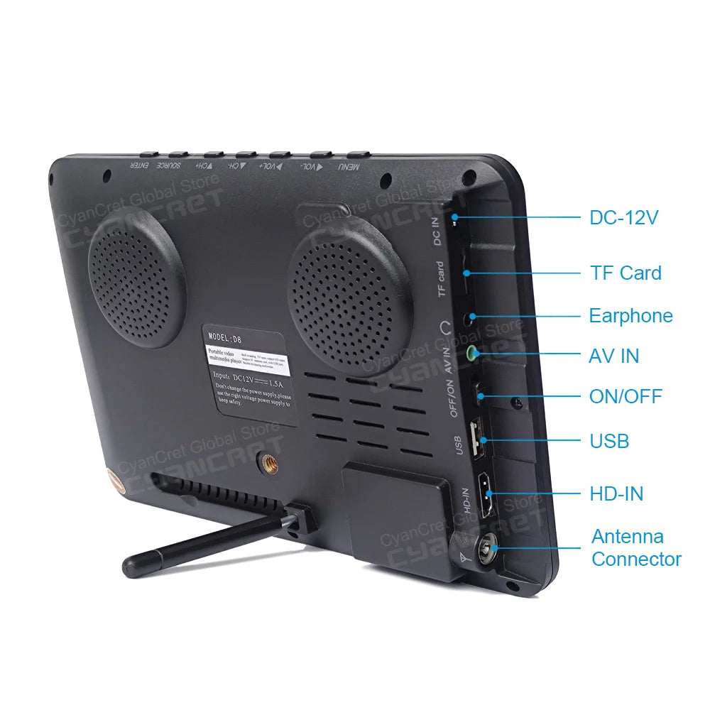 LEADSTAR D8 Portable TV 8 Inch DVB-T2 ATSC ISDB-T tdt DTT Digital and Analog Mini Small Car Television Support TF MP4 H.265 AC3