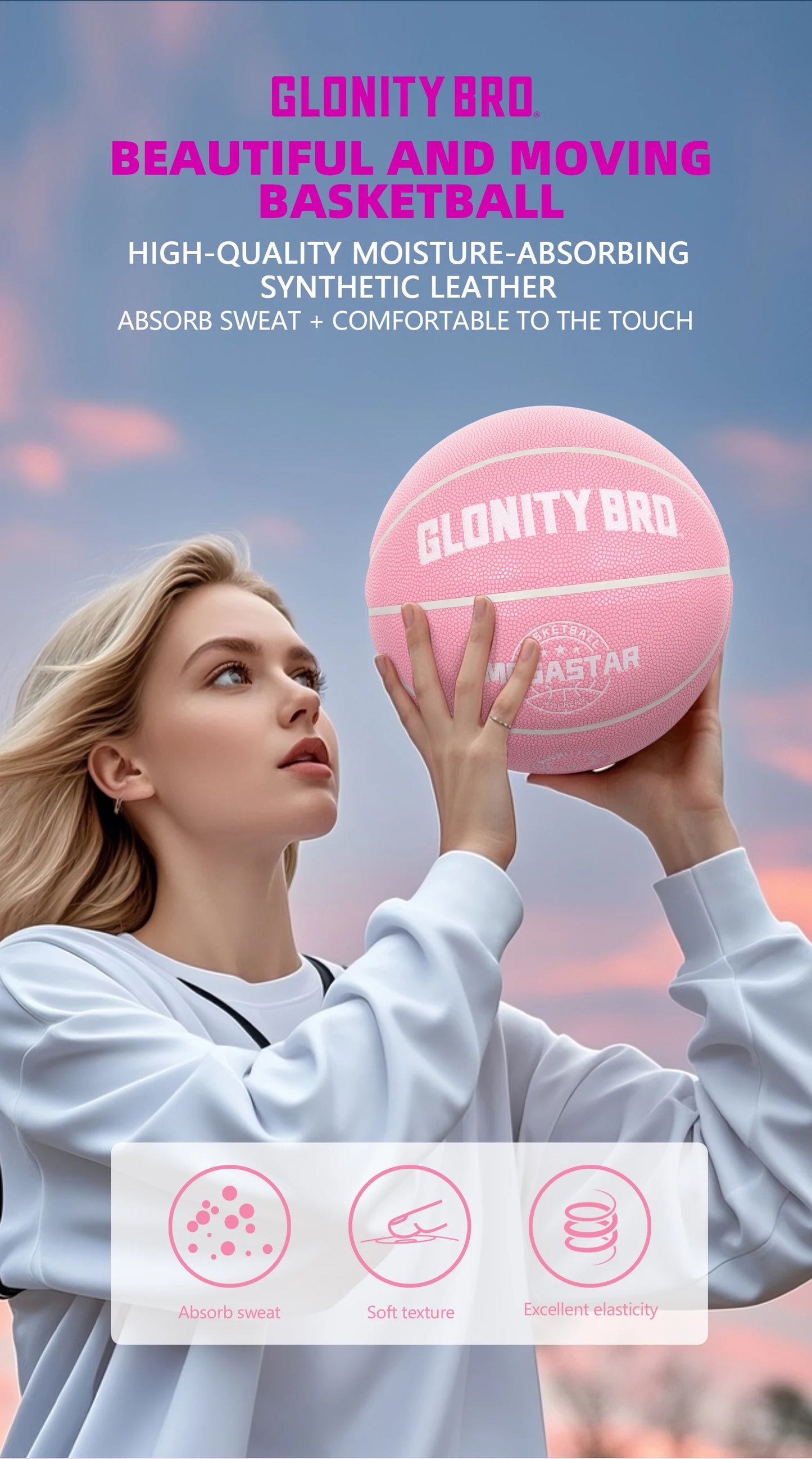 Women's Basketball Size 5,6,7 Pink Official Competition Child Basketball Indoor Outdoor Standard Ball PU Non-slip Wear-resistant