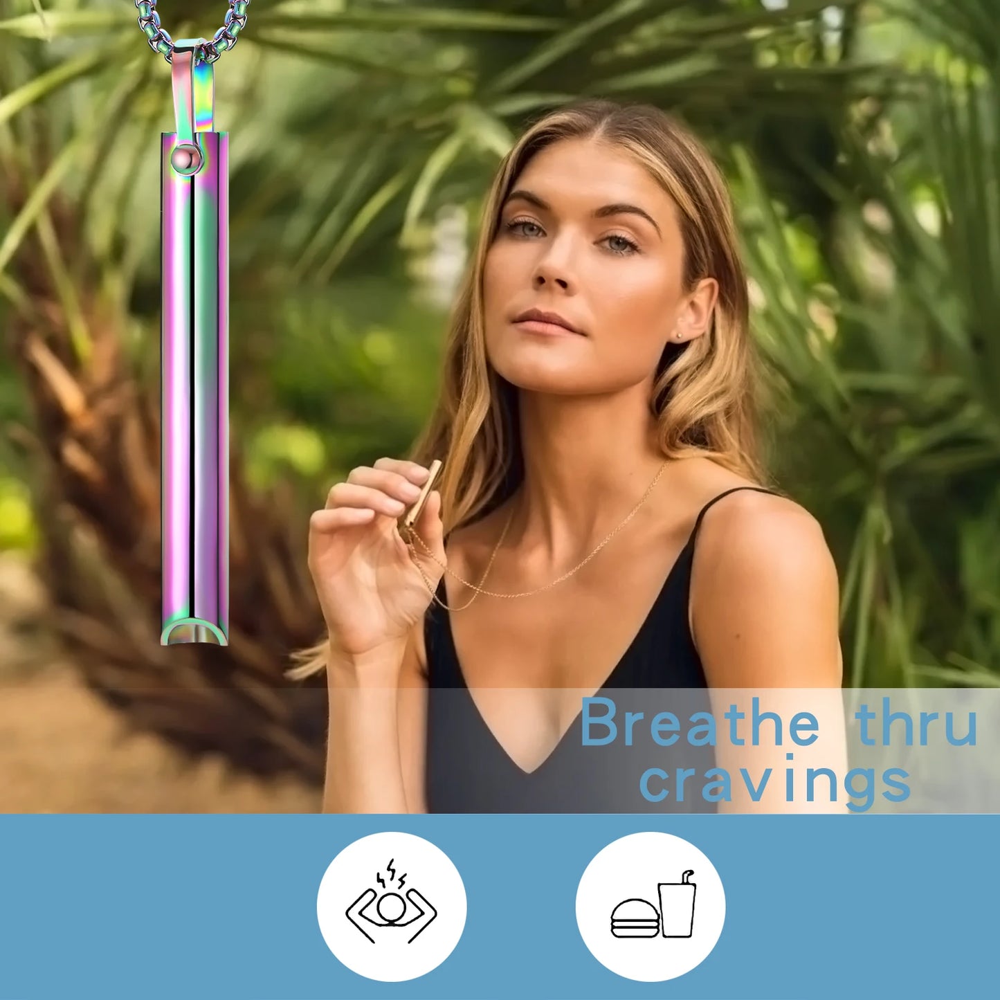 Colar de respiração consciente de aço inoxidável, itens de alívio de ansiedade, colar para ansiedade, estresse, ferramentas de meditação de pânico