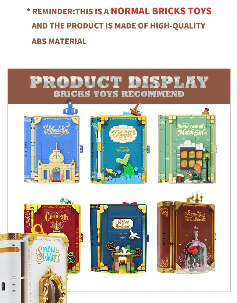 Dream Princess 3D Storybook Building Blocks Books Anime Film MOC Bricks Toys Cute Fairy Tales Model Children Girl Birthday Gifts