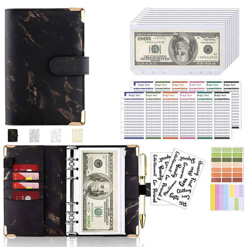 New A6 Budget Plan Notebook Cash Envelope Saving Money 6-Hole Binder for Financial Management A6 Loose-Leaf Notebook Binder