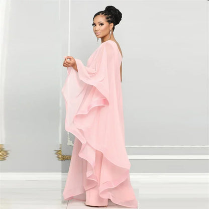 Elegant Chiffon One Shoulder Wide Leg Jumpsuit Women Club Party Birthday Outfits One Pieces Rompers Overalls Combinaison Femme