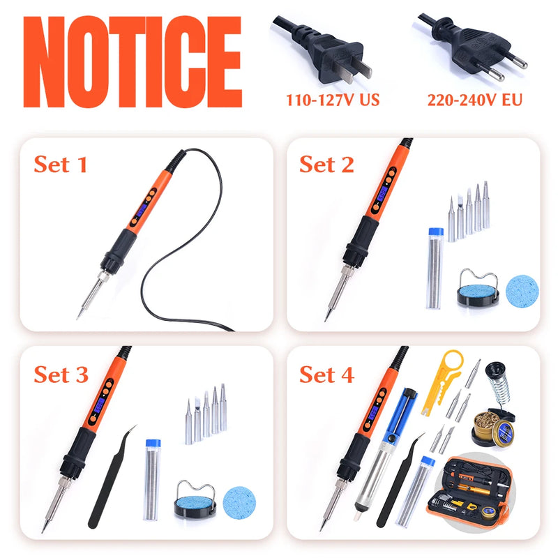 100W Digital Electric Soldering Iron Kit Set Temperature Adjustable 928D Welding Tool Ceramic Heater Soldering Tips Rework