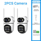WONSDAR 2pcs Outdoor WIFI IP Camera Smart Home Security Protection PTZ Camera AI Auto Tracking Night Vision Surveillance iCsee