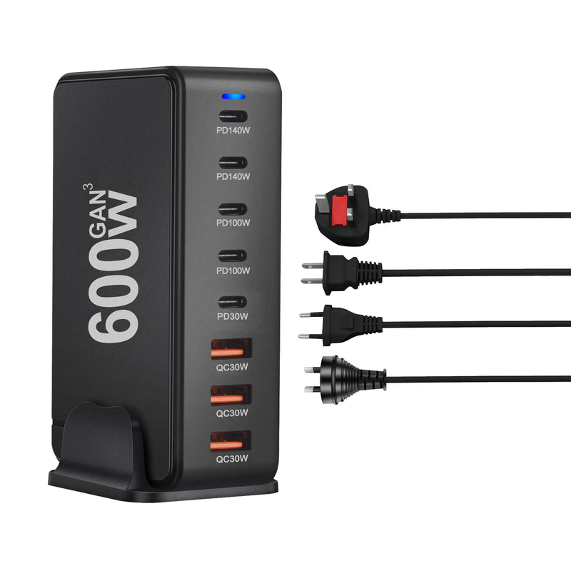 NEW 600W Gan Fast Charge 3.0 USB Type C Fast Charger Mobile 8-port 5C3A PD Charger  Convenient To Carry Tablet Charger