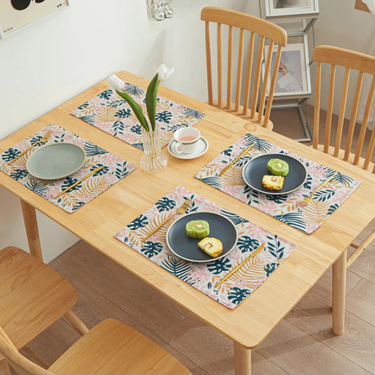 4 Pcs/Set Simple Tableware Mat Rectangle Individual Placemats Heat Insulation Dining Table Mat Table Decoration And Accessories