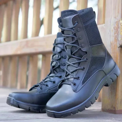 Summer Breathable Tactical boots Mesh Boot Waterproof Soft Shoe Wear-resistant Combat boot anti-skid Outdoor Hiking Walking Boot