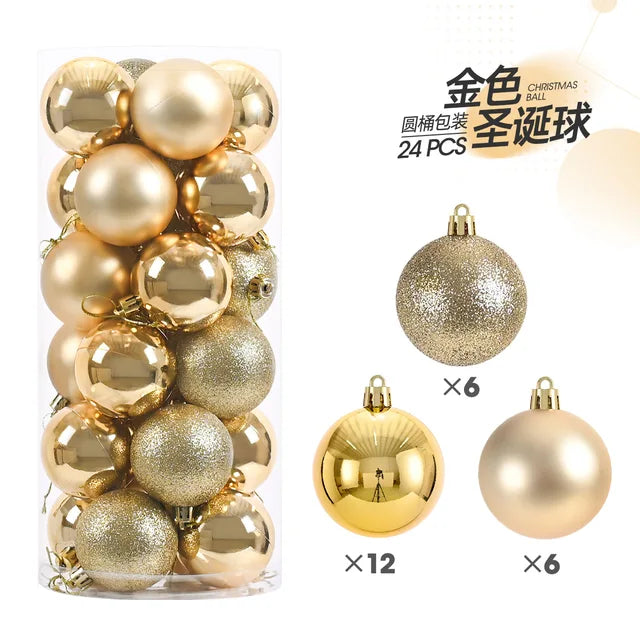 24pcs 3cm Christmas Balls Christmas Tree Ornaments Christmas Ball Hanging Tree Pendants Home Party Xmas Tree Decoration New Year Gift 