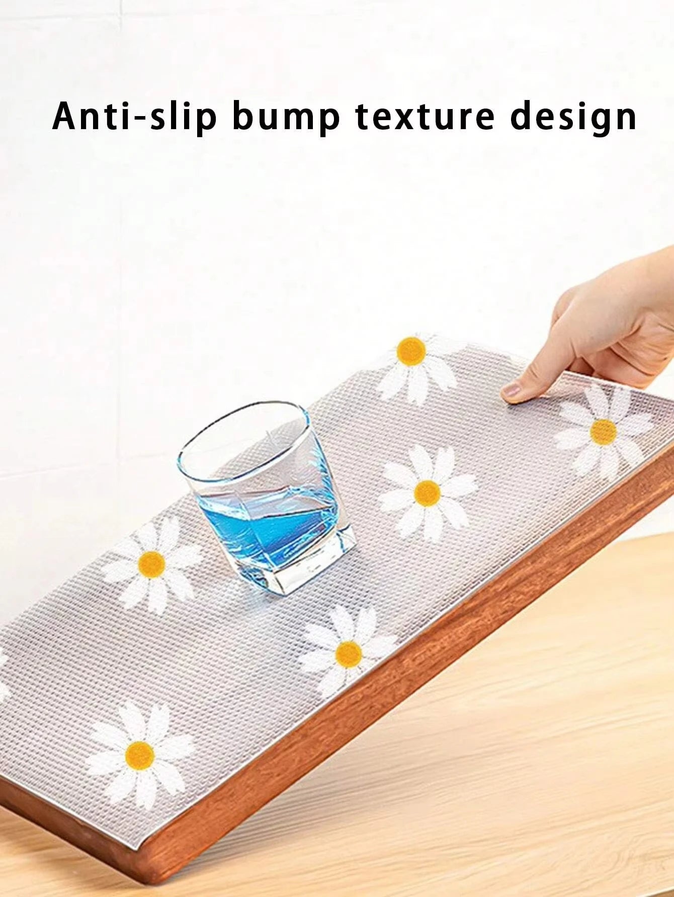 1 Roll Daisy Shelf Liner For Kitchen Cabinets EVA Waterproof Fridge Pad Cupboard Mat Easy Placemats Non-Adhesive Drawer Liner