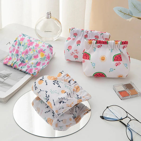 Ins Cosmetics Coin Wire Holder Pouch Bag Portable Earphone Cards Lipsticks Storage Bag Auto Close Organizer Travel Jewelry Bag