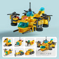 6IN1 Building Blocks City Fire Car Police Truck Engineering Crane Tank Helicopter Bricks Set Toys for Children Kids