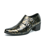 Fashion Buckle Leather Shoes For Men Big Size 46 Pointed Dress Shoes Man Quality Business High Heels Shoes Man chaussure hommes