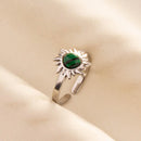 1pc Green Turquoise Ring Hippie Stainless Steel Silver Color Charm Opening Adjustable Ring Women Chunky Bohemian Party Jewelry