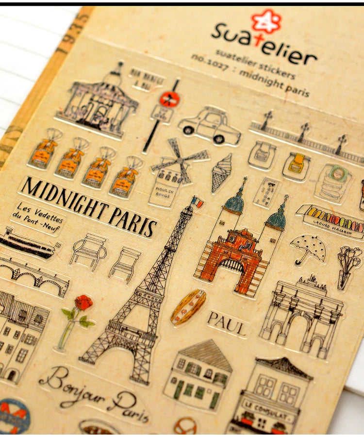 Suatelier City Stickers Korea Scrapbooking DIY Deco Sticker Junk Journal Supplies Planner Diary Photo Album Craft Material