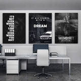 3x Inspirational Wall Art Canvas Prints Office Decoration 3 Pieces Bundled Mentality Matters / Everything Starts With a Dream PO