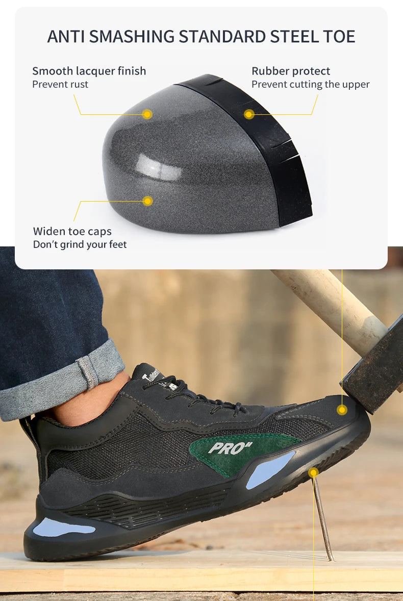 Fashion Sports Shoes Work Boots Puncture-Proof Safety Shoes Men Steel Toe Shoes Security Protective Shoes Tactical Boots