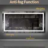 LUVODI Large Illuminated Bluetooth Bathroom Mirror Rectangle Anti-fog LED Bathroom Vanity Mirror with Bluetooth Speaker 3 Color