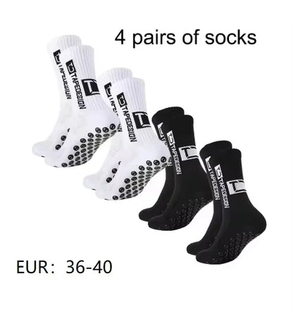4 pairs of new TC mid tube glued football socks for sports training and competition, non slip and breathable socks