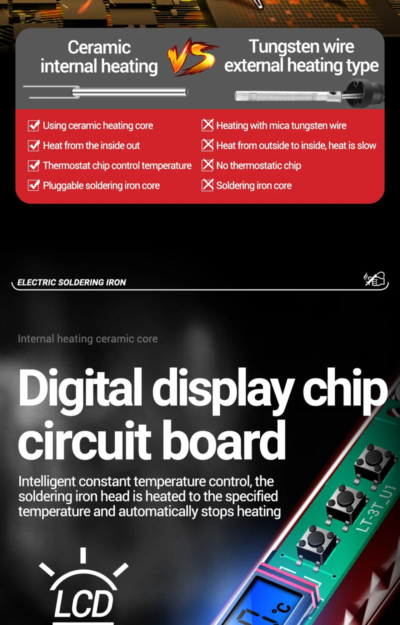 ANENG SL106 Electric Soldering Irons Adjustable Temperature Welding Solder Rework Station Heat Pencil Tip Repair Tools 110V/220V