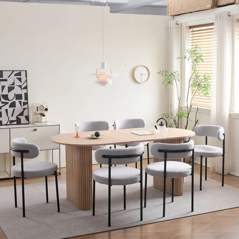 EGOONM 4Pcs Nordic Style Dining Chairs Upholstered Kitchen Chairs with Teddy Velvet Chair Home Desk Dining Room Kitchen Chairs