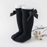 Knee High Princess Socks infantil, material de bebê, recém-nascido, infantil, meias, arco, algodão, Mid-tube, crianças, meninas, outono, inverno
