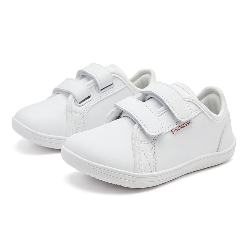 HOBIBEAR Kids Barefoot Shoes Little/Big Kid Wide Toe Minimalist Sneakers Lightweight Hook and Loop Artificial Leather Shoes