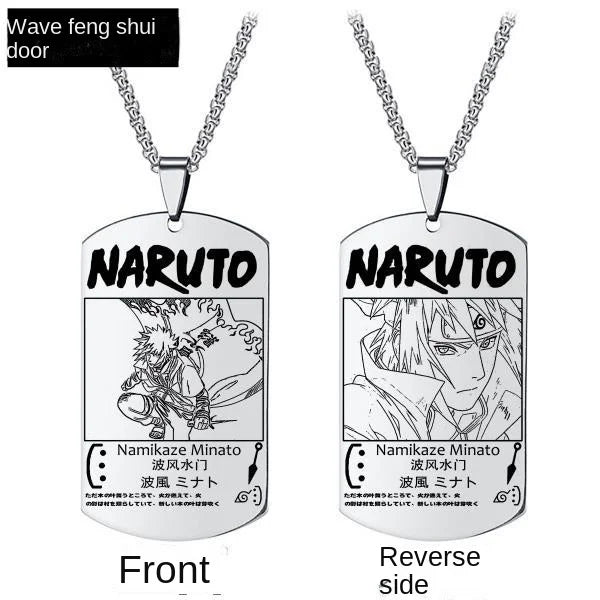 Collar con colgante de Naruto, periféricos de Anime bidimensionales, colgantes y collares de Sasuke, collar de acero inoxidable de hurón para hombre